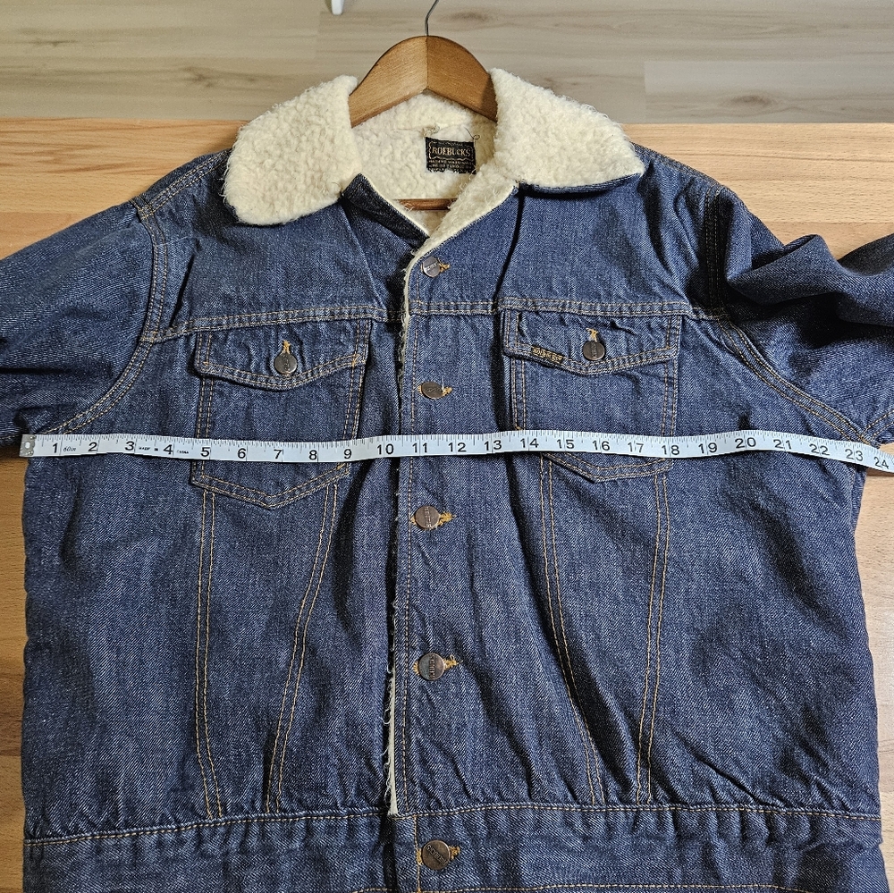 Vintage 70s Sears Roebucks Denim Sheerling Sherpa Lined Jacket 44R - Picture 12 of 12